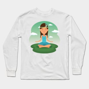 Meditating girl Long Sleeve T-Shirt